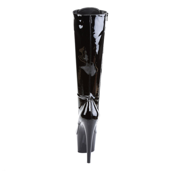 7" Heel, 2 3/4" PF Lace-Up Stretch PF Knee Boot, Side Zip Pleaser Pleaser ADORE/2023