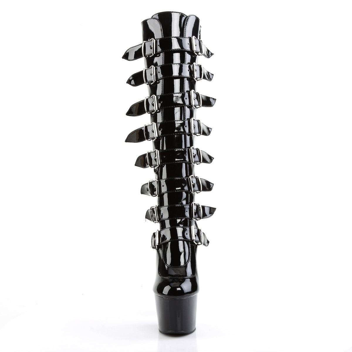 Pleaser Knee High Platform Stiletto Boots with Buckle Accents and Side Zipper Secondary image