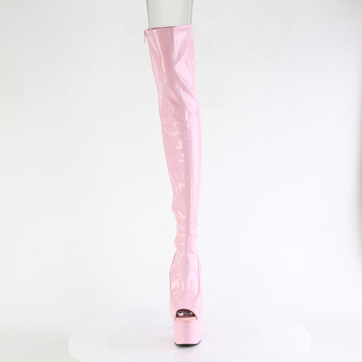 7" Heel, 2 3/4" Pf Peep Toe Thigh High Boot, Side Zip Pleaser Pleaser ADORE/3011HWR