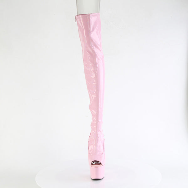 7" Heel, 2 3/4" Pf Peep Toe Thigh High Boot, Side Zip Pleaser Pleaser ADORE/3011HWR