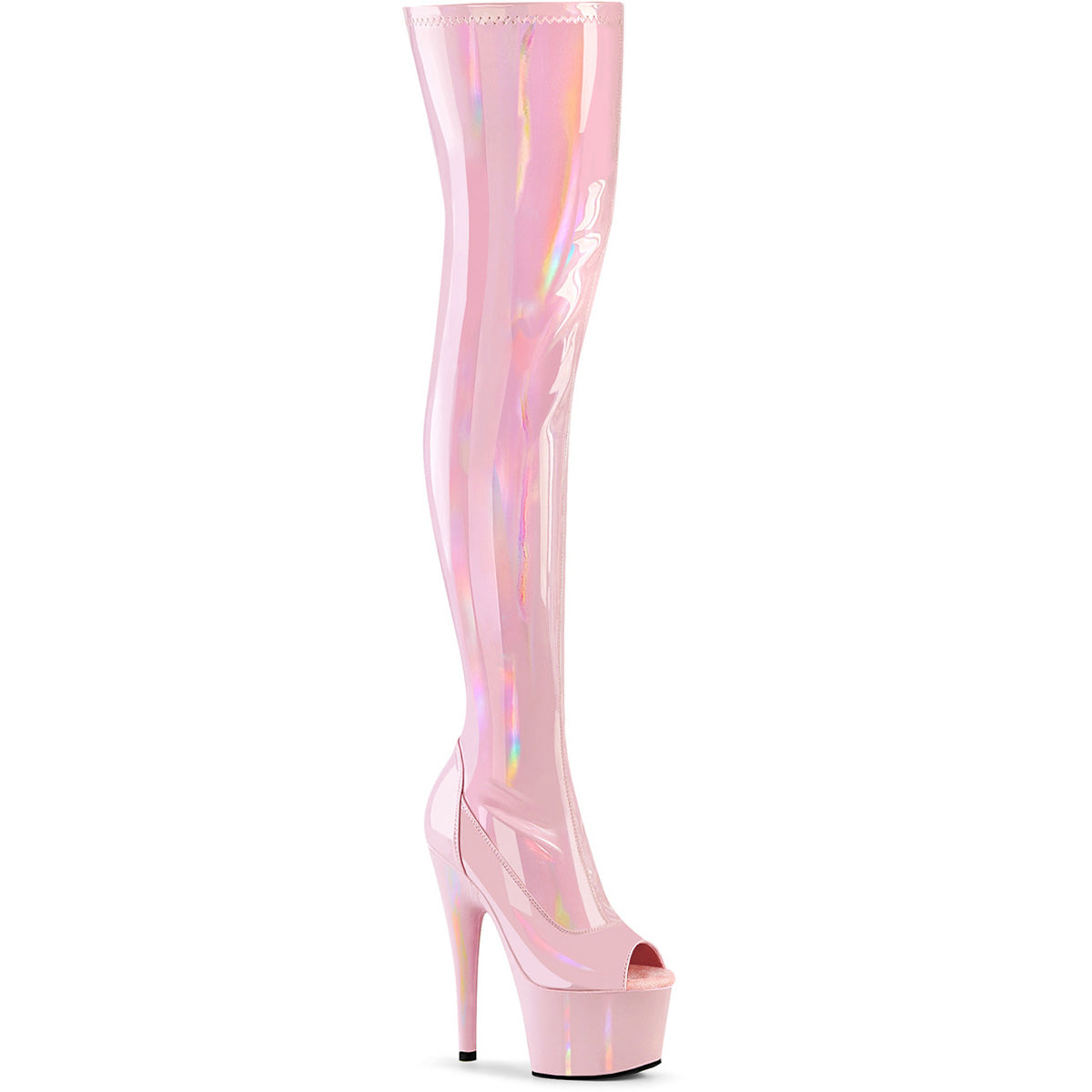 7" Heel, 2 3/4" Pf Peep Toe Thigh High Boot, Side Zip Pleaser Pleaser ADORE/3011HWR Main image