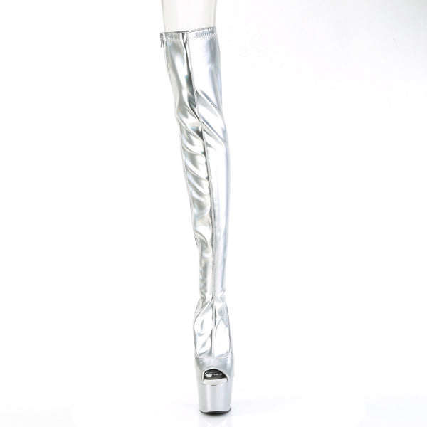 7" Heel, 2 3/4" Pf Peep Toe Thigh High Boot, Side Zip Pleaser Pleaser ADORE/3011HWR