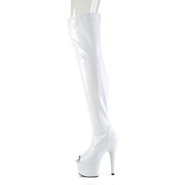 7" Heel, 2 3/4" Pf Peep Toe Thigh High Boot, Side Zip Pleaser Pleaser ADORE/3011HWR