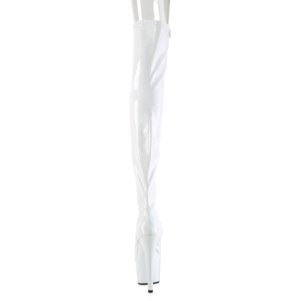 7" Heel, 2 3/4" Pf Peep Toe Thigh High Boot, Side Zip Pleaser Pleaser ADORE/3011HWR