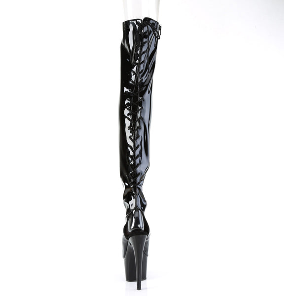7" Heel, 2 3/4" Pf Open Heel/Toe Thigh High Boot, Side Zip Pleaser Pleaser ADORE/3017