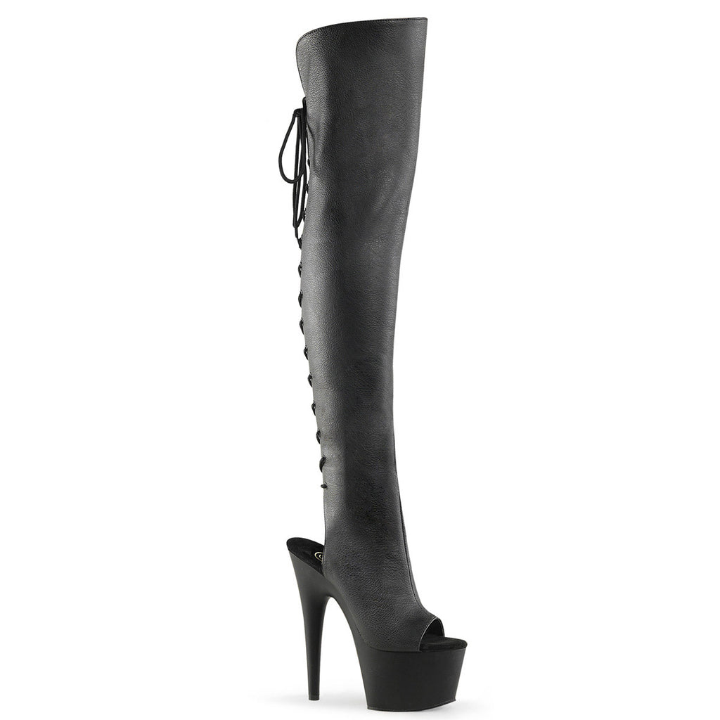 7" Heel, 2 3/4"Pf Open Toe/Heel Over-The-Knee Boot, Side Zip Pleaser Pleaser ADORE/3019