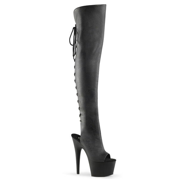 7" Heel, 2 3/4"Pf Open Toe/Heel Over-The-Knee Boot, Side Zip Pleaser Pleaser ADORE/3019