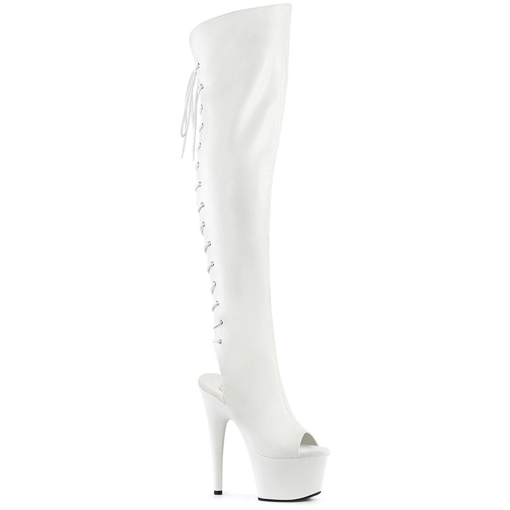 7" Heel, 2 3/4"Pf Open Toe/Heel Over-The-Knee Boot, Side Zip Pleaser Pleaser ADORE/3019
