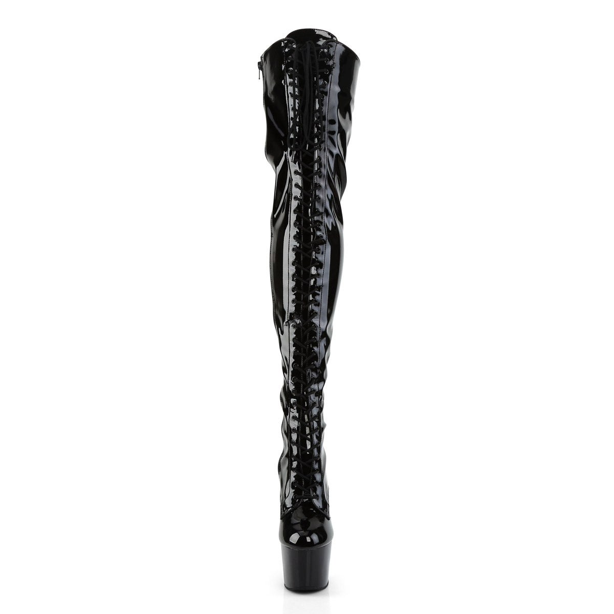 7" Heel, 2 3/4" PF Stretch PF Thigh Boot, Side Zip Blk Str Pat/Blk Secondary image