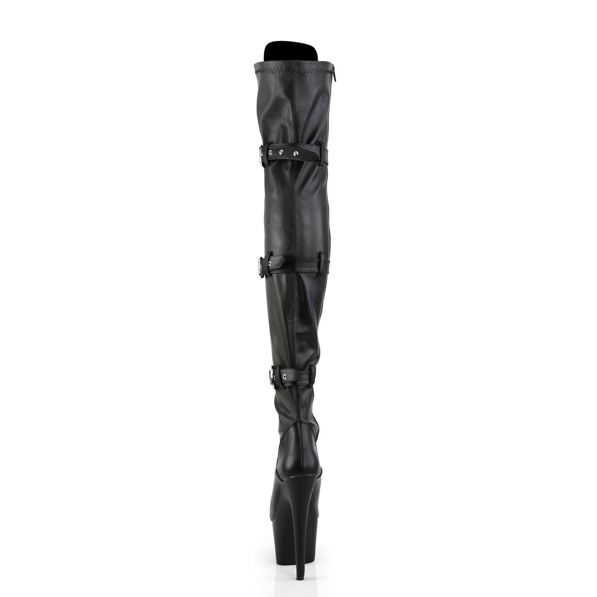 7" Heel, 2 3/4" Pf Laceup Triple-Buckle Thigh Boot, Side Zip Pleaser Pleaser ADORE/3028