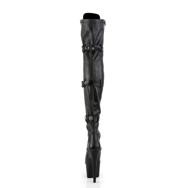7" Heel, 2 3/4" Pf Laceup Triple-Buckle Thigh Boot, Side Zip Pleaser Pleaser ADORE/3028