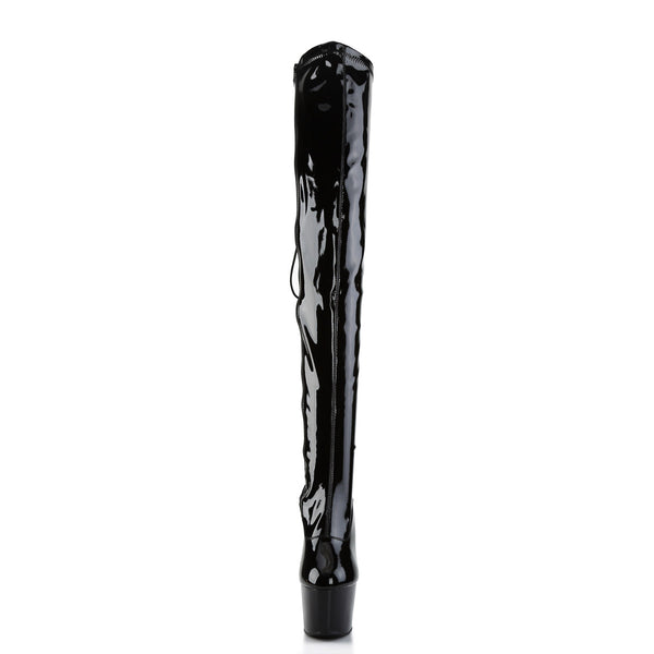7" Heel, 2 3/4" Pf Rear Lace-Up Stretch Thigh Boot, Side Zip Pleaser Pleaser ADORE/3063