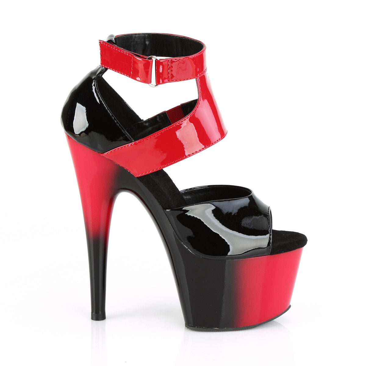 7" Heel, 2 3/4" PF Two Tone Close Back Ankle Strap Sandal Pleaser  ADORE/700/16