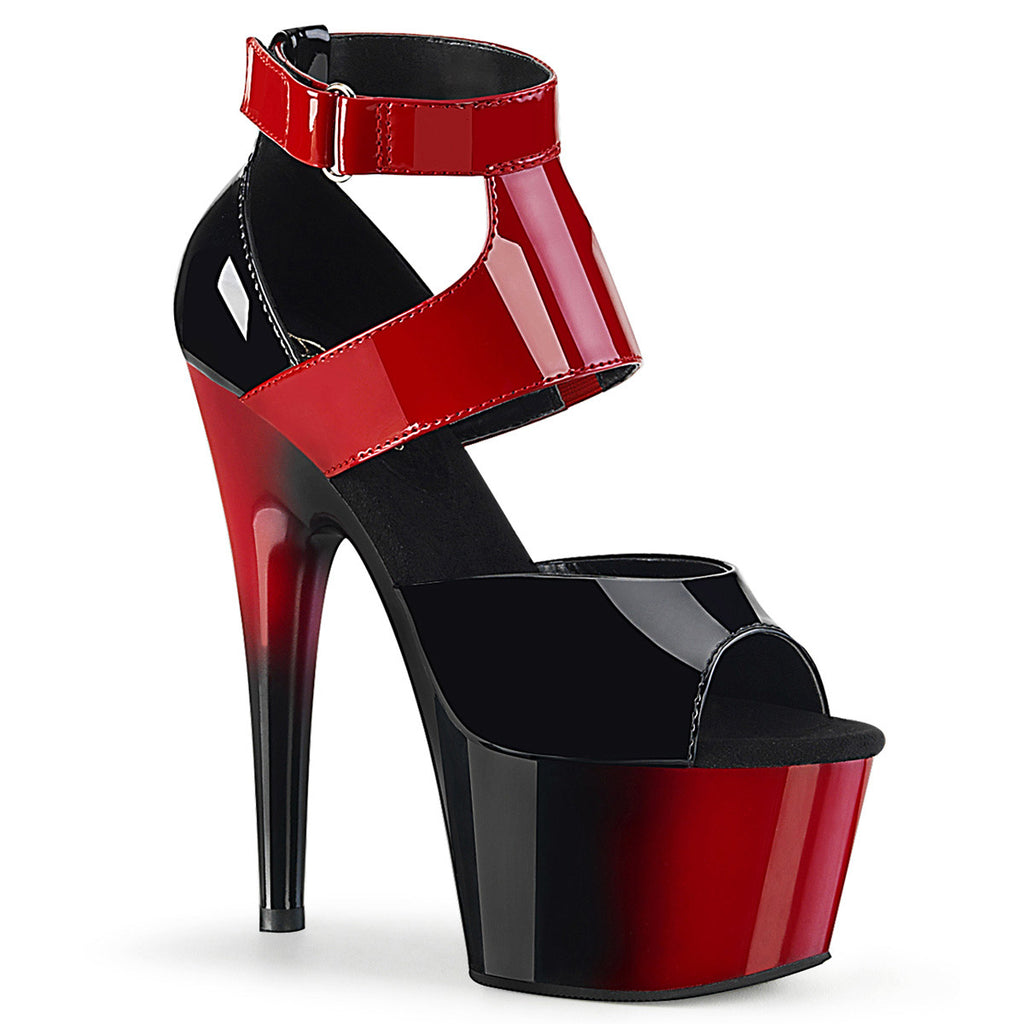 7" Heel, 2 3/4" PF Two Tone Close Back Ankle Strap Sandal Pleaser  ADORE/700/16