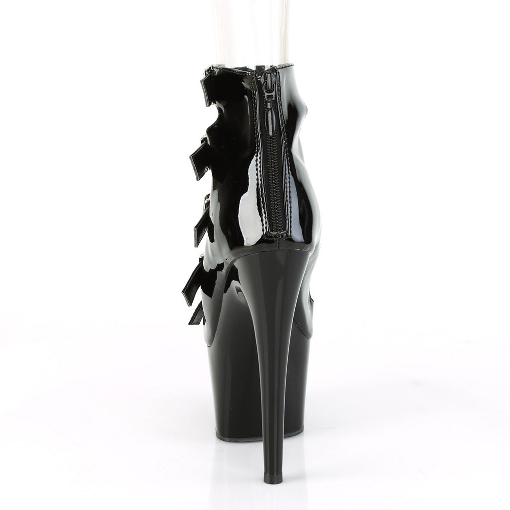 7" Heel, 2" PF Buckle-Up Strappy Ankle Bootie, Back Zip Pleaser Pleaser ADORE/700/33