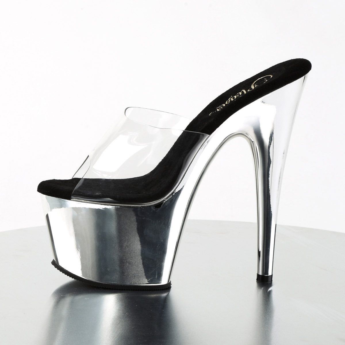 7" Heel, 2 3/4" Chrome Plated PF Slide Pleaser  ADORE/701