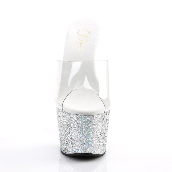7" Heel, 2 3/4" PF Glitter Slide Pleaser  ADORE/701LG