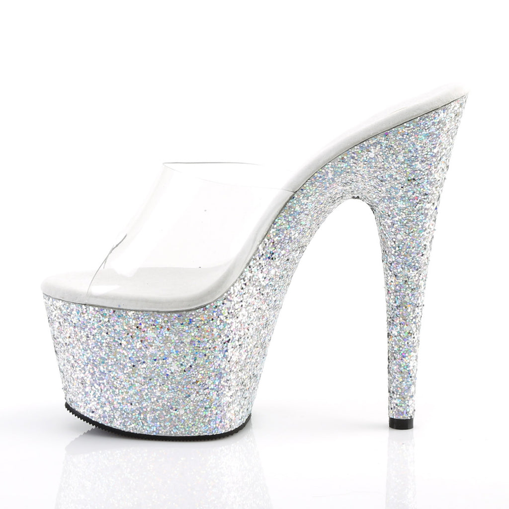 7" Heel, 2 3/4" PF Glitter Slide Pleaser  ADORE/701LG