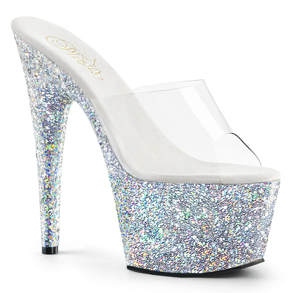7" Heel, 2 3/4" PF Glitter Slide Pleaser  ADORE/701LG
