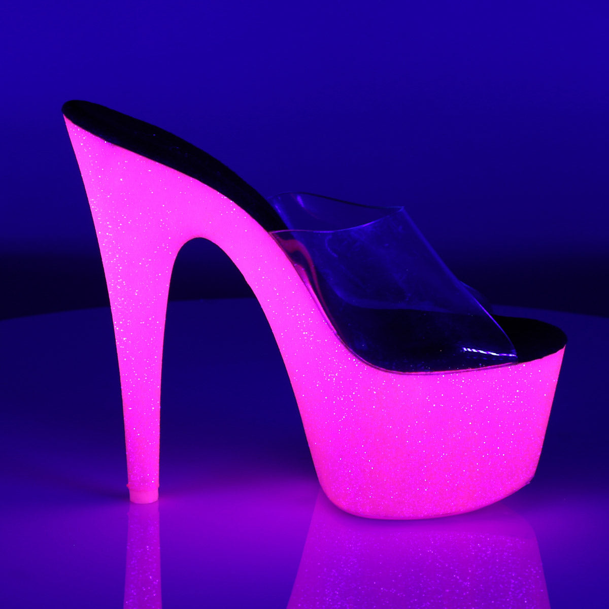 7" Heel, 2 3/4" Pf Slide, Neon Uv Reactive Pleaser Pleaser ADORE/701UVG