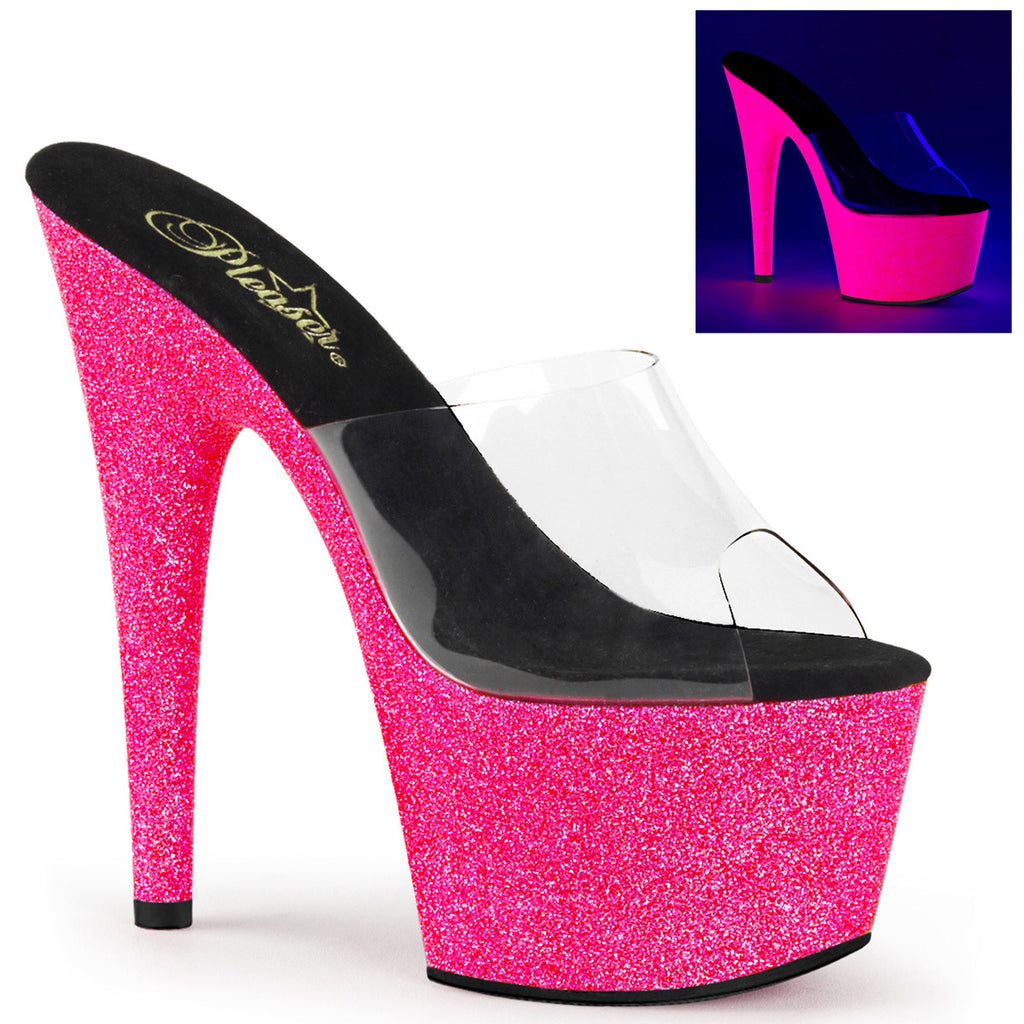 7" Heel, 2 3/4" Pf Slide, Neon Uv Reactive Pleaser Pleaser ADORE/701UVG