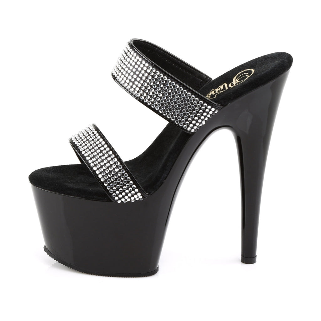 Sexy Rhinestone Double Strap Platform Stiletto Mule High Heels Shoes Pleaser Pleaser ADORE/702/2