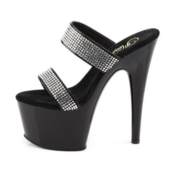 Sexy Rhinestone Double Strap Platform Stiletto Mule High Heels Shoes Pleaser Pleaser ADORE/702/2