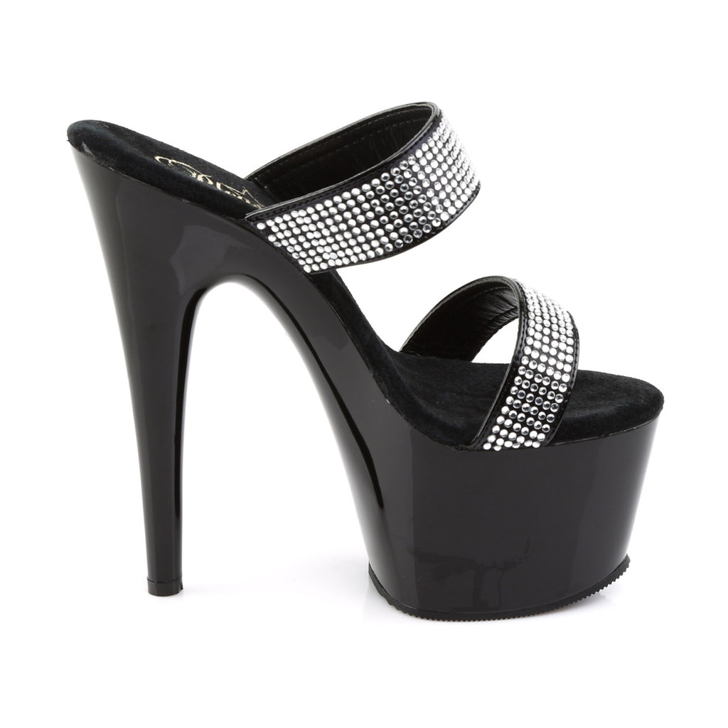 Sexy Rhinestone Double Strap Platform Stiletto Mule High Heels Shoes Pleaser Pleaser ADORE/702/2