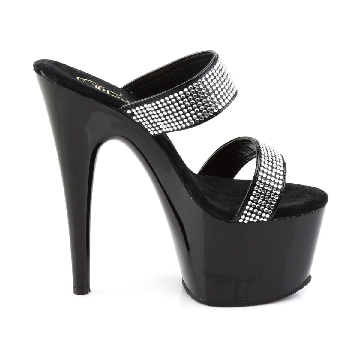 Sexy Rhinestone Double Strap Platform Stiletto Mule High Heels Shoes Pleaser Pleaser ADORE/702/2