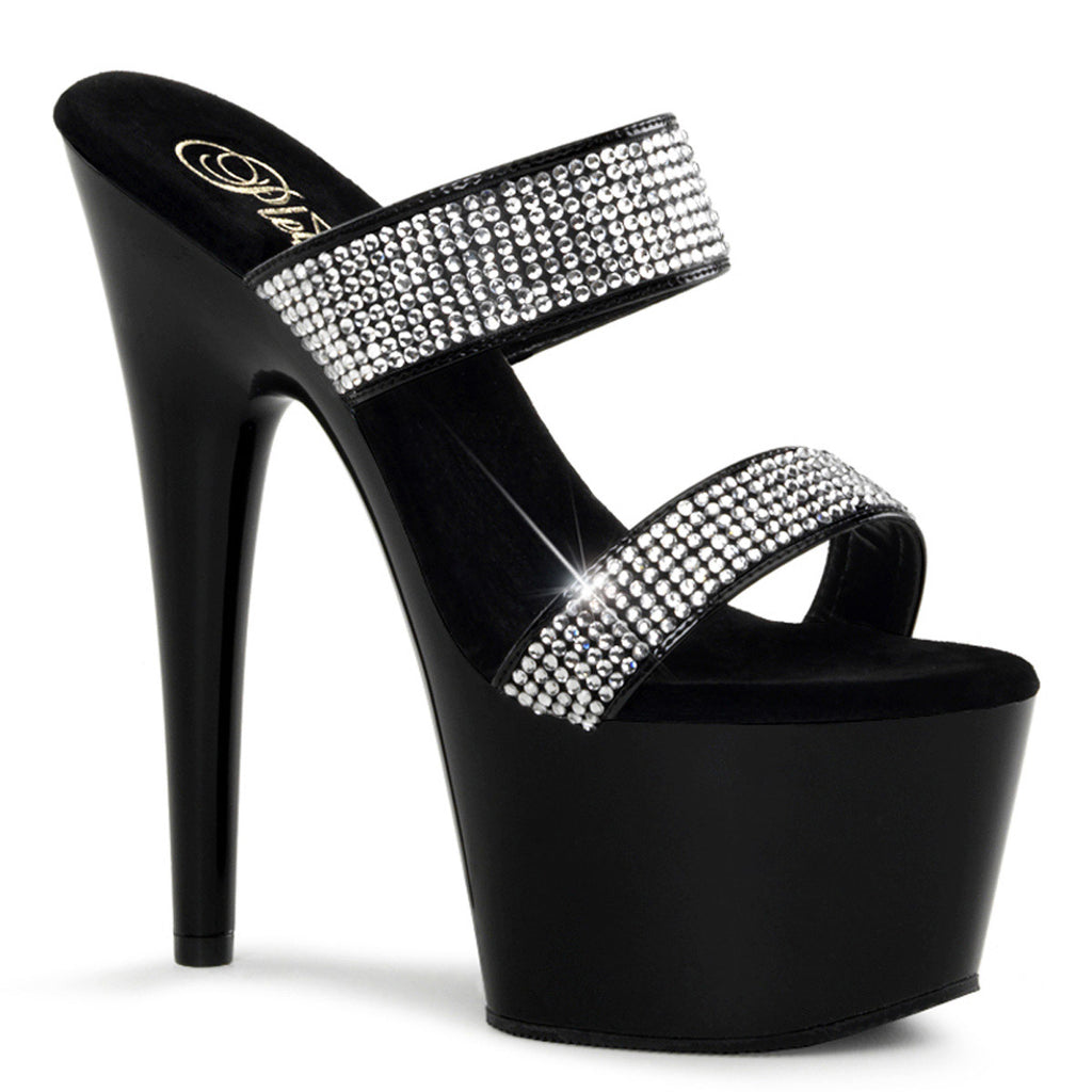 Sexy Rhinestone Double Strap Platform Stiletto Mule High Heels Shoes Pleaser Pleaser ADORE/702/2