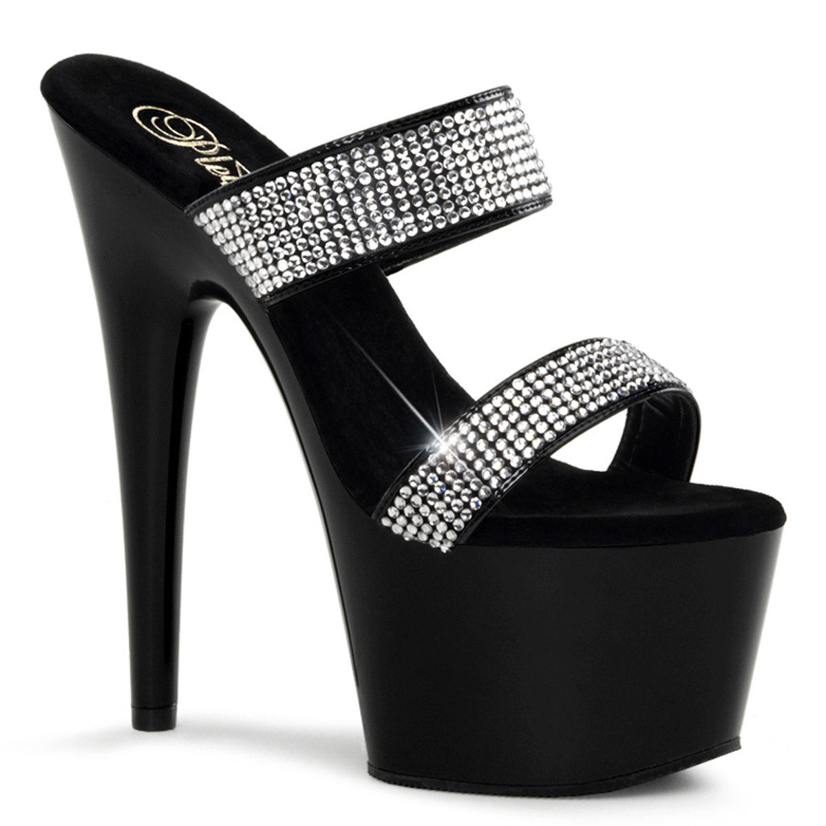 Sexy Rhinestone Double Strap Platform Stiletto Mule High Heels Shoes Pleaser Pleaser ADORE/702/2