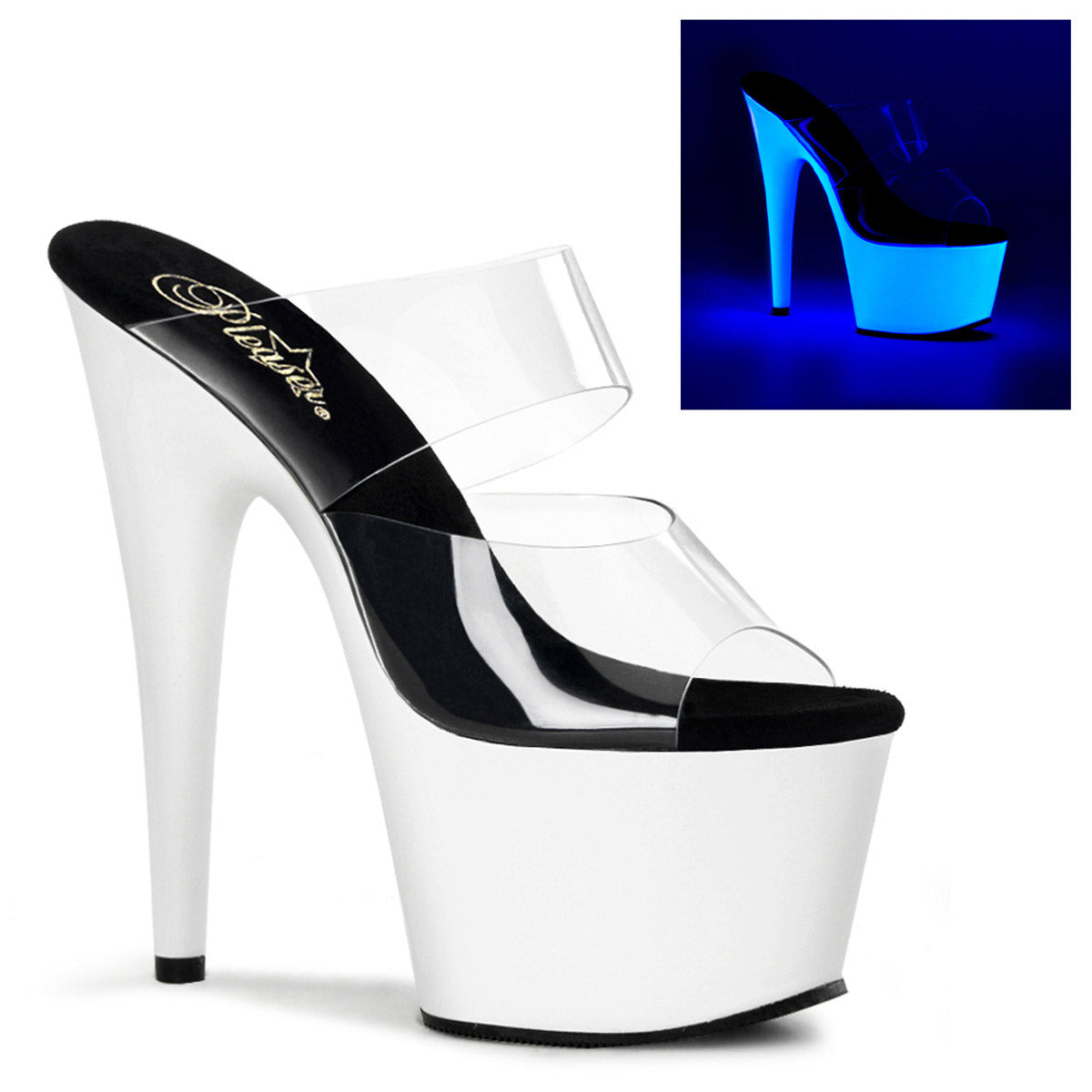 Neon Glow Double Strap Platform Stiletto Stripper High Heels Shoes Pleaser  ADORE/702UV Main image