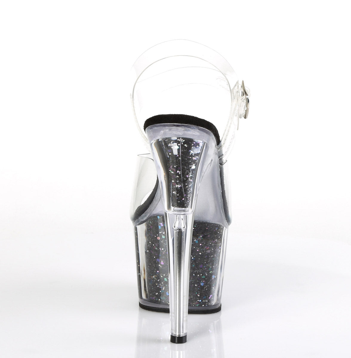 7" Heel, 2 3/4" Pf Ankle Strap Sandal W/ Glitter Inserts Pleaser Pleaser ADORE/708CG