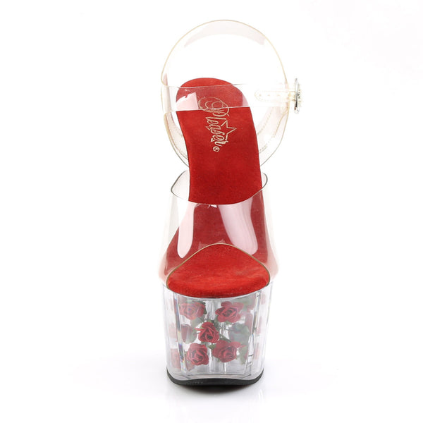 Flirty Flower Inset Ankle Strap Platform Stiletto High Heels Shoes Pleaser Pleaser ADORE/708FL