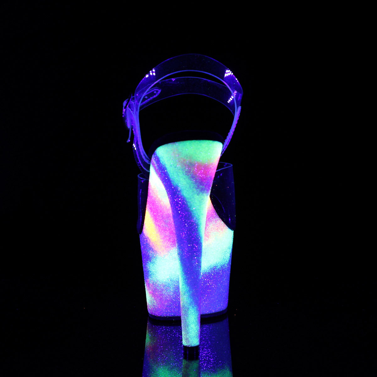 7" Heel, 2 3/4" PF Ankle Strap Sandal w/ UV Galaxy Effect Pleaser Pleaser ADORE/708GXY