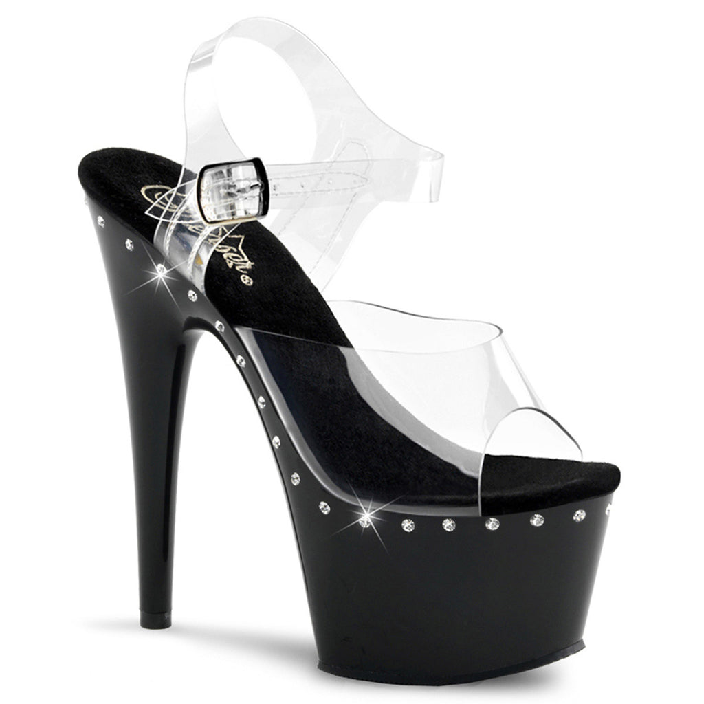 Sexy Rhinestone Line Platform Stiletto Ankle Strap High Heels Shoes Pleaser Pleaser ADORE/708LS