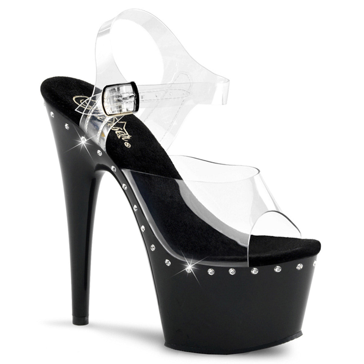 Sexy Rhinestone Line Platform Stiletto Ankle Strap High Heels Shoes Pleaser Pleaser ADORE/708LS