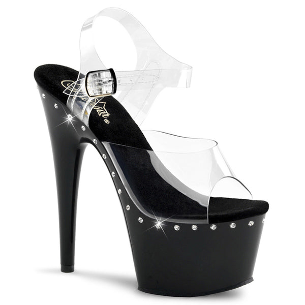 Sexy Rhinestone Line Platform Stiletto Ankle Strap High Heels Shoes Pleaser Pleaser ADORE/708LS
