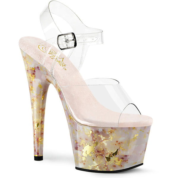 7" Heel, 2 3/4" Pf Ankle Strap Sandal Pleaser  ADO708MB/C/BH-G