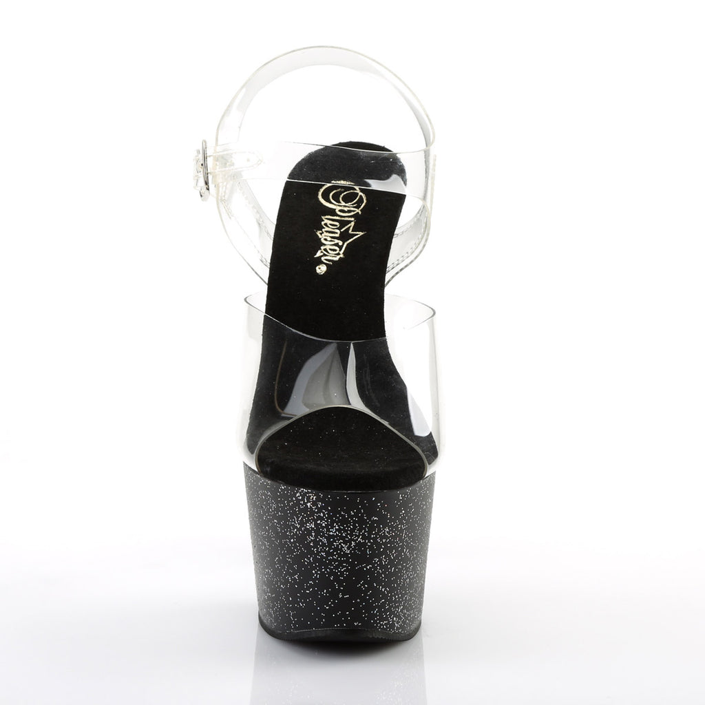 7" Heel, 2 3/4" PF Ankle Strap Sandal W/Mini Glitters Pleaser Pleaser ADORE/708MG
