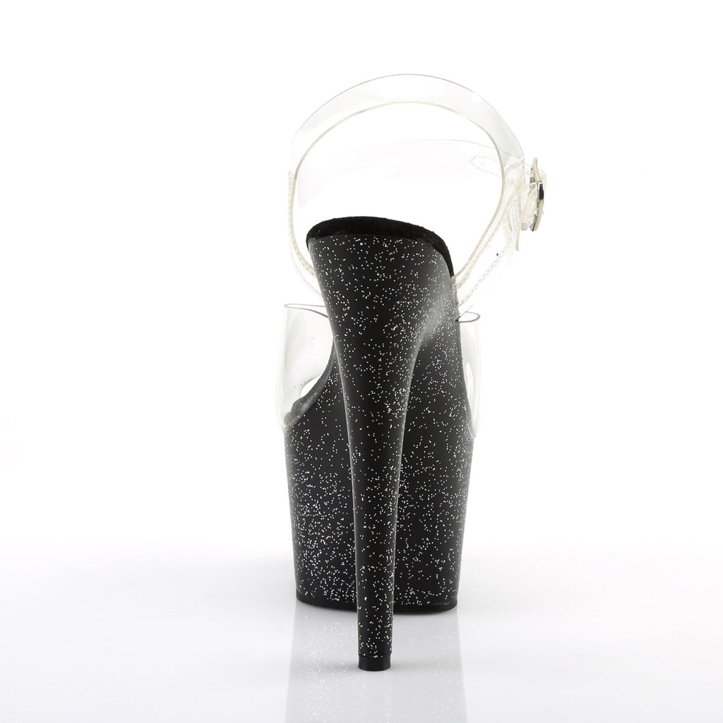7" Heel, 2 3/4" PF Ankle Strap Sandal W/Mini Glitters Pleaser Pleaser ADORE/708MG