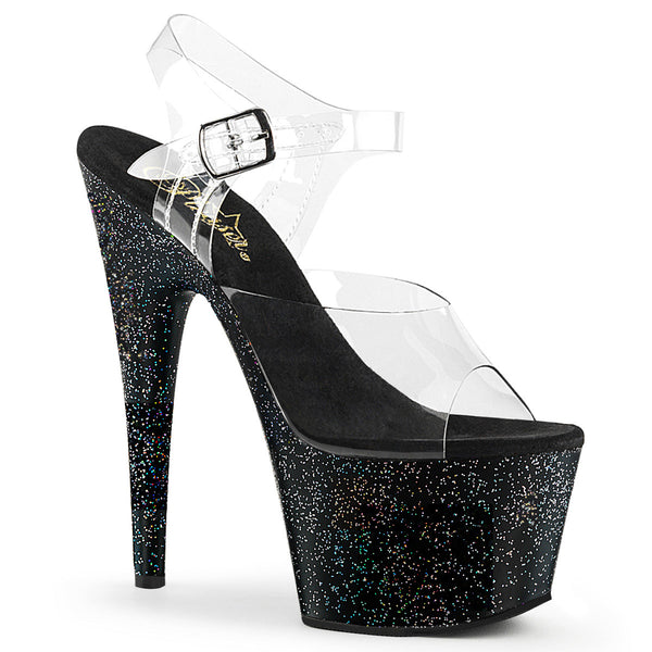 7" Heel, 2 3/4" PF Ankle Strap Sandal W/Mini Glitters Pleaser Pleaser ADORE/708MG