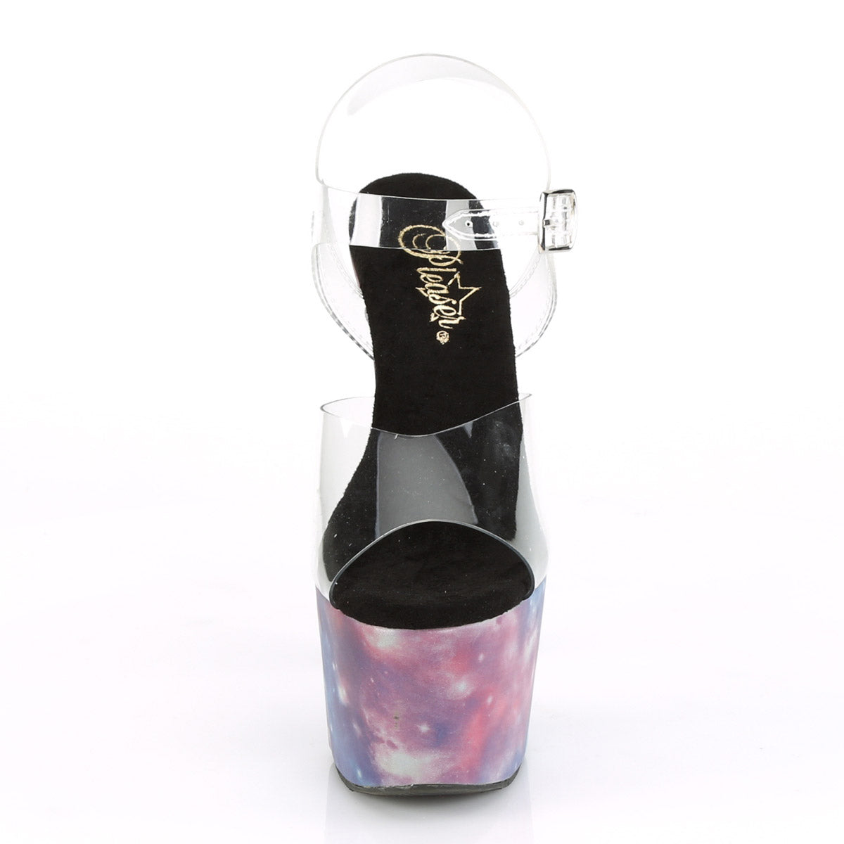 Pleaser 7" Heel Platform Ankle Strap Sandal with Reflective Galaxy Effect Secondary image