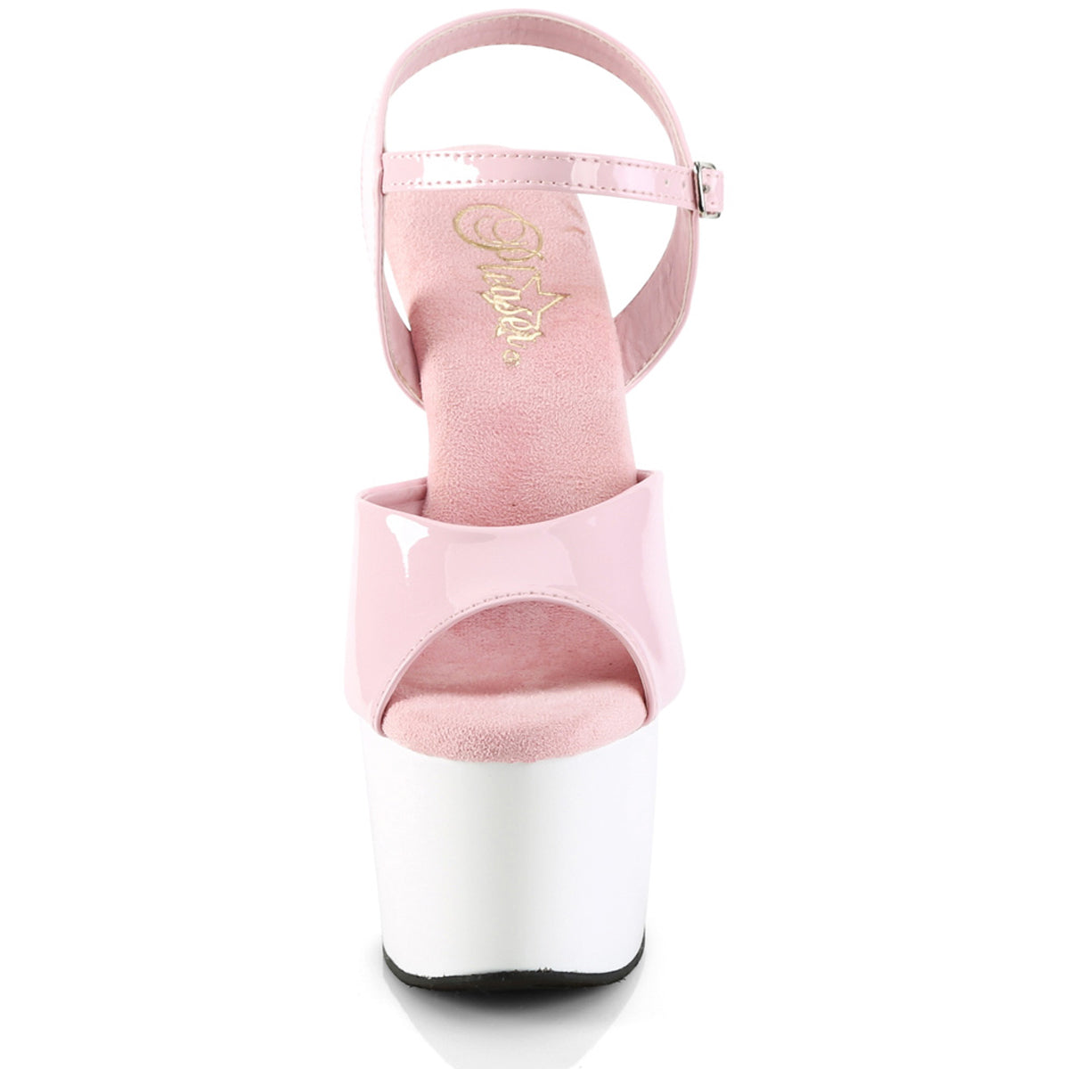 7" Heel, 2 3/4" Pf Ankle Strap Sandal Pleaser  ADO709/BP/W
