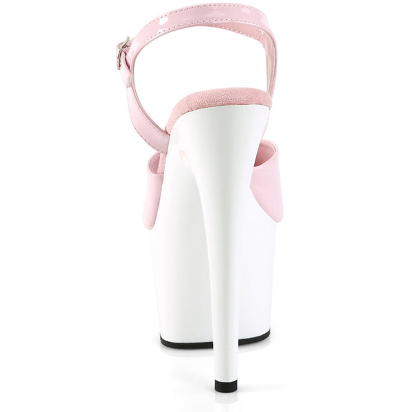 7" Heel, 2 3/4" Pf Ankle Strap Sandal Pleaser  ADO709/BP/W
