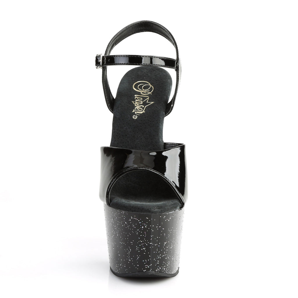 7" Heel, 2 3/4" PF Ankle Strap Sandal W/Mini Glitters Pleaser Pleaser ADORE/709MG