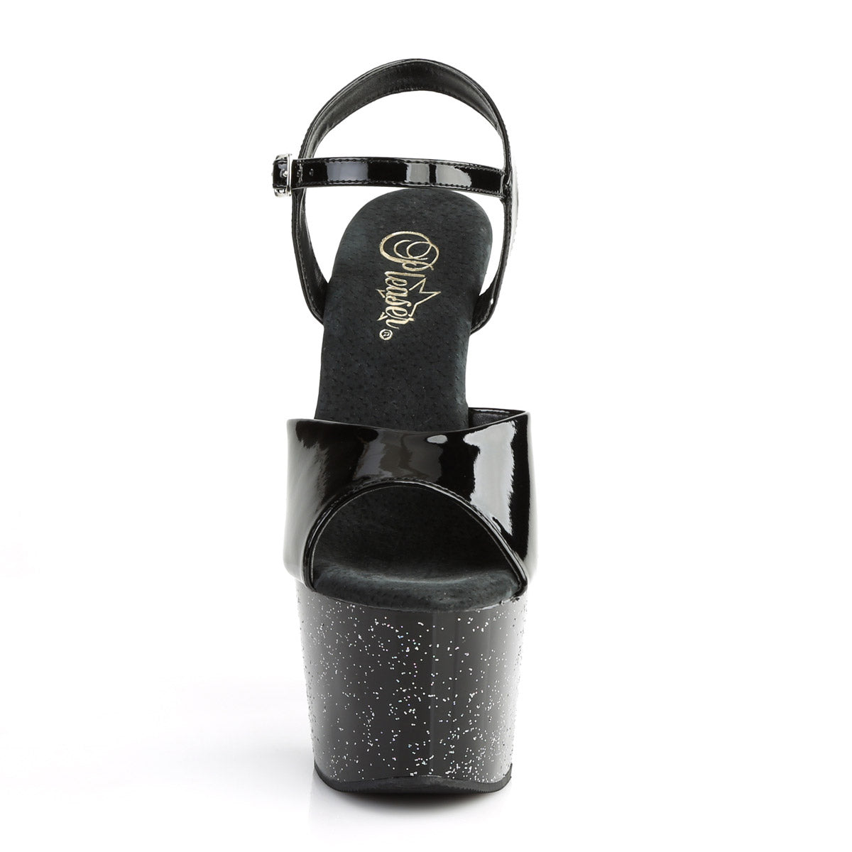 7" Heel, 2 3/4" PF Ankle Strap Sandal W/Mini Glitters Pleaser Pleaser ADORE/709MG