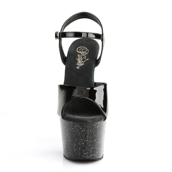 7" Heel, 2 3/4" PF Ankle Strap Sandal W/Mini Glitters Pleaser Pleaser ADORE/709MG