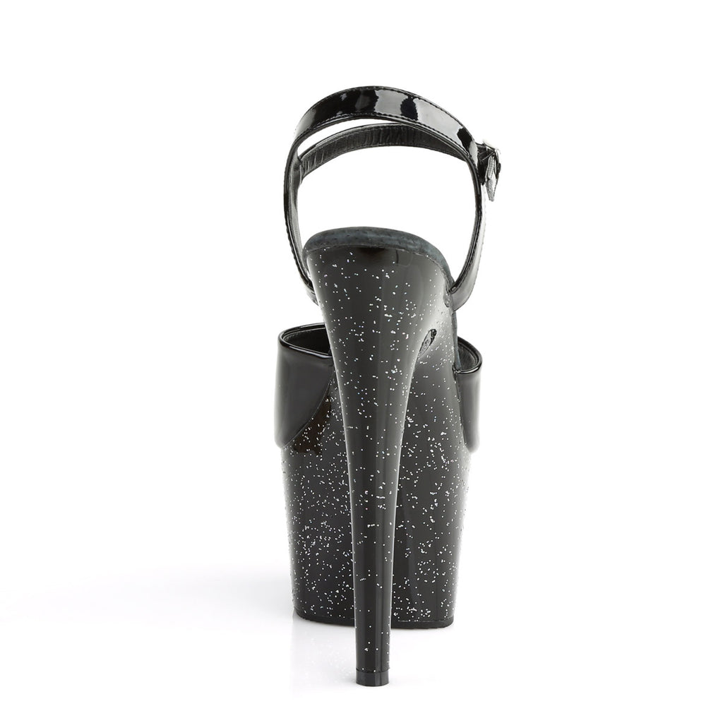 7" Heel, 2 3/4" PF Ankle Strap Sandal W/Mini Glitters Pleaser Pleaser ADORE/709MG