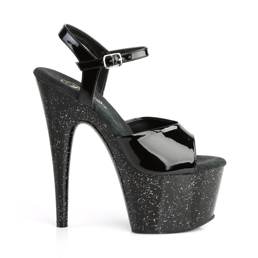 7" Heel, 2 3/4" PF Ankle Strap Sandal W/Mini Glitters Pleaser Pleaser ADORE/709MG